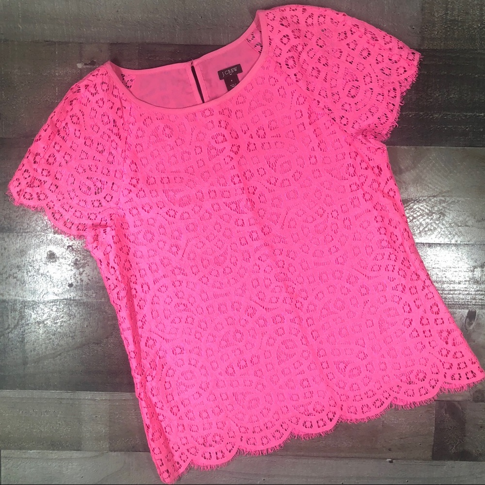 J.Crew pink eyelet lace top, size 4